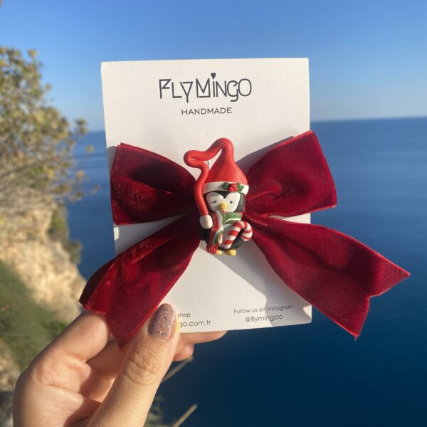 Yeni Yıl Penguenli Kadife Fiyonk